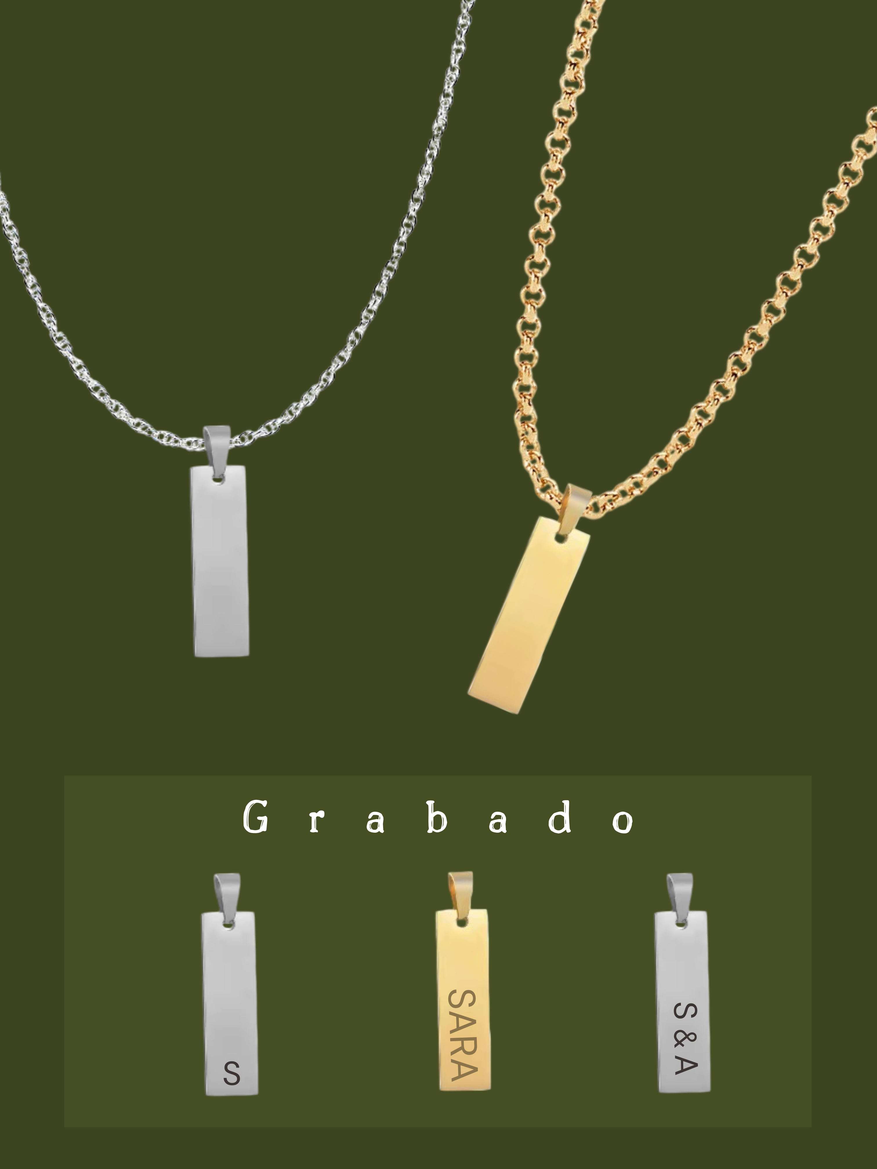 PLATH | Collar Rectangular Grabado a mano