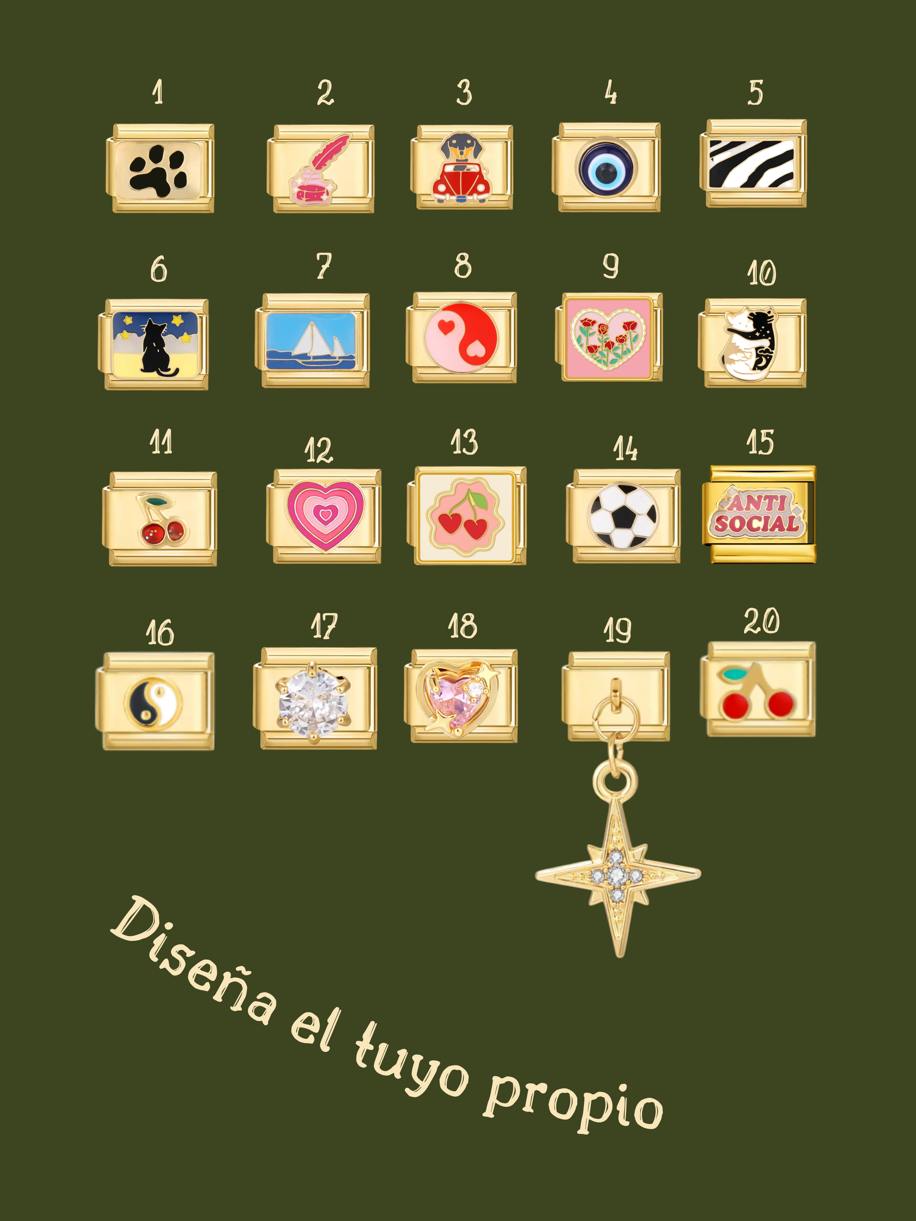 CHARMS CARRI ❀ | Charms Brazalete Italiano